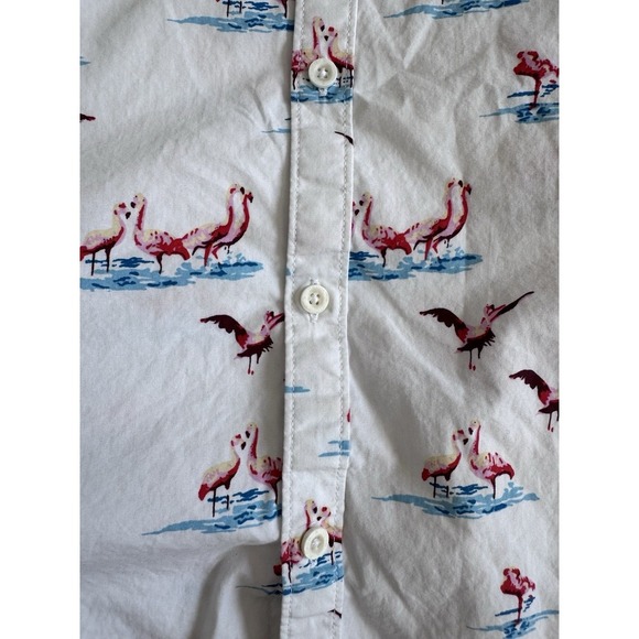Denim & Flower Ricky Singh Flamingo Button Front Slim Fit XL Short Sleeve Shirt - Picture 3 of 10